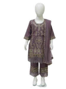 Elegant Mauve Embroidered Girls' Salwar Kameez