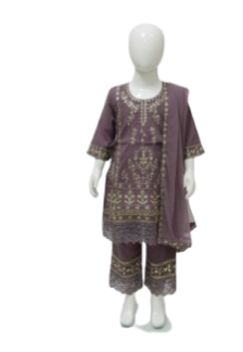 Elegant Mauve Embroidered Girls' Salwar Kameez