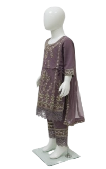 Elegant Mauve Embroidered Girls' Salwar Kameez - Image 2