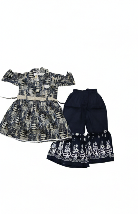 Midnight Bloom Sharara Set